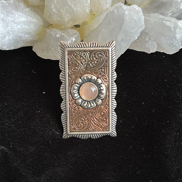 Carolyn Pollack EUC peach moonstone pendant in sterling silver & copper ☘️HP☘️ - Picture 2 of 4